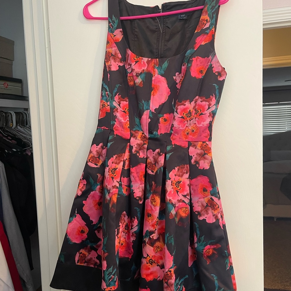 French Connection black and floral cocktail dress